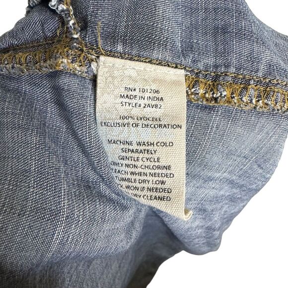 Soft Surroundings Embroidered Boho Hippie Flowy Denim Jean Tunic Size Medium - Picture 7 of 7